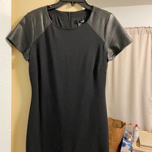 Black Leather Sleeve Aqua Dress